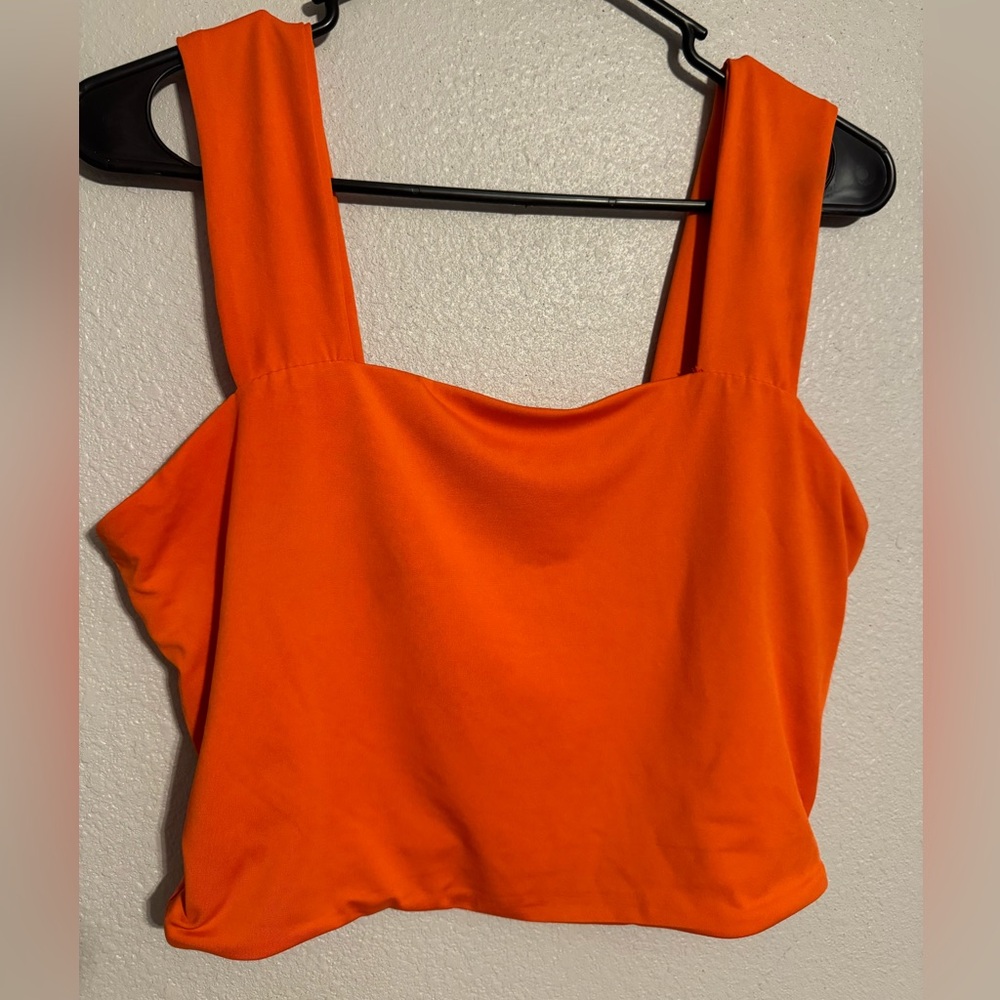 Square neck Orange, double lined, crop top